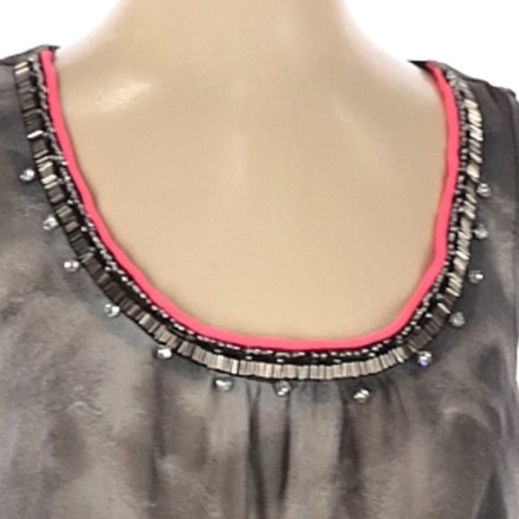 Maurices Studio Y Sheer Tank Gray Black Pink Rhinestone Medium - Picture 10 of 10